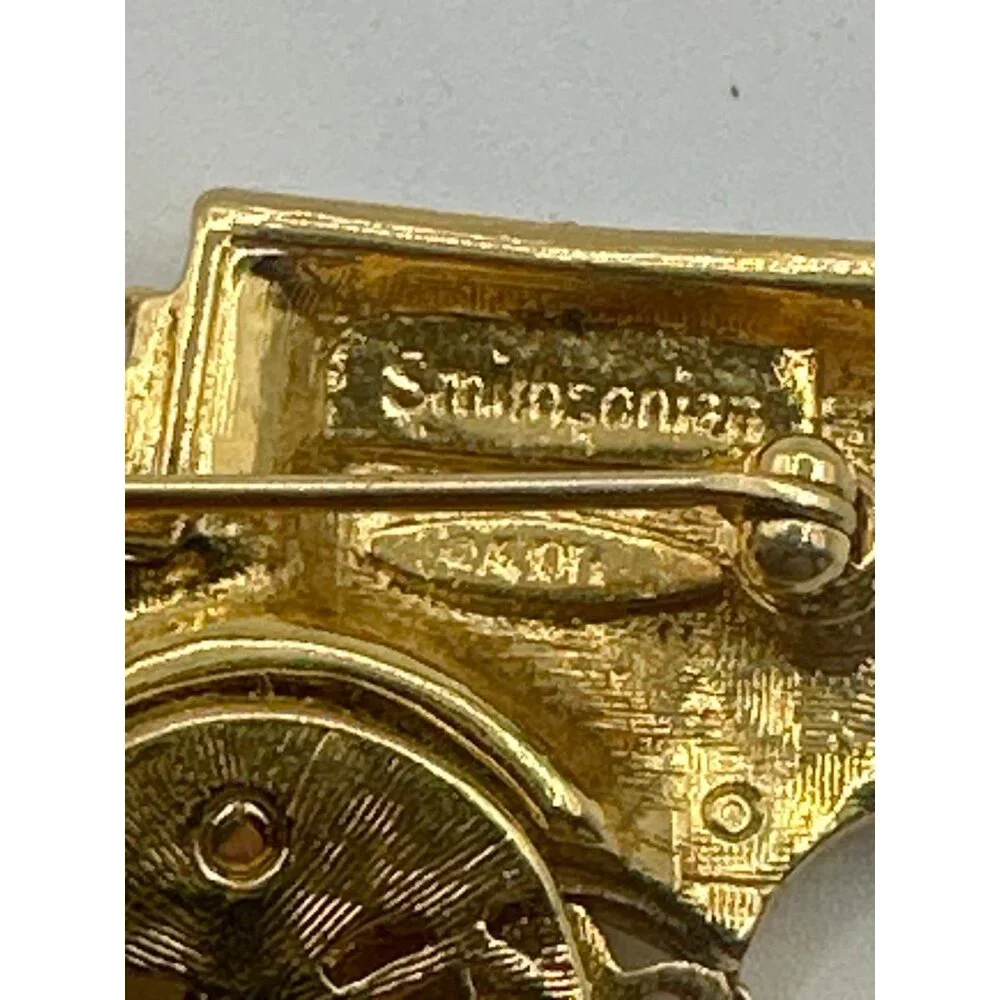 Smithsonian Gold-Tone Train & Christmas Stocking Brooch Pin Set - Picture 3 of 4